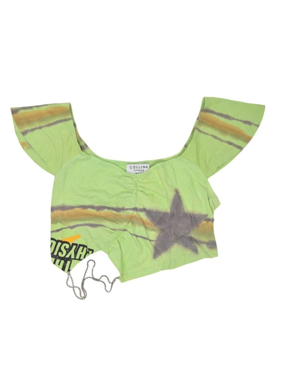 Collina Strada Chain Detail Crop Top in Light Green